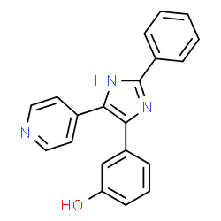 ChemSpider 2D Image | 3-[2-Phenyl-5-(4-pyridinyl)-1H-imidazol-4-yl]phenol | C20H15N3O