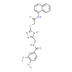ChemSpider 2D Image | 3,4-Dimethoxy-N-[(4-methyl-5-{[2-(1-naphthylamino)-2-oxoethyl]sulfanyl}-4H-1,2,4-triazol-3-yl)methyl]benzamide | C25H25N5O4S