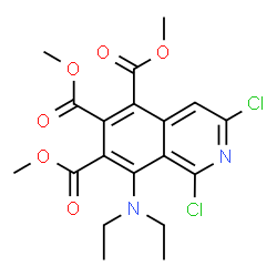 ChemSpider 2D Image | Trimethyl 1,3-dichloro-8-(diethylamino)-5,6,7-isoquinolinetricarboxylate | C19H20Cl2N2O6
