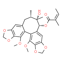 ChemSpider 2D Image | (5R,6S,7S)-6-Hydroxy-13,14-dimethoxy-6,7-dimethyl-5,6,7,8-tetrahydro[1,3]benzodioxolo[5',6':3,4]cycloocta[1,2-f][1,3]benzodioxol-5-yl (2Z)-2-methyl-2-butenoate | C27H30O9