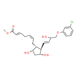 ChemSpider 2D Image | Methyl (2E,5Z)-7-{(1R,2R,3R,5S)-2-[(1E)-4-(3-chlorophenoxy)-3-hydroxy-1-buten-1-yl]-3,5-dihydroxycyclopentyl}-2,5-heptadienoate | C23H29ClO6
