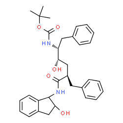 ChemSpider 2D Image | 2-Methyl-2-propanyl {(2R,3S,5R)-5-benzyl-3-hydroxy-6-[(2-hydroxy-2,3-dihydro-1H-inden-1-yl)amino]-6-oxo-1-phenyl-2-hexanyl}carbamate | C33H40N2O5