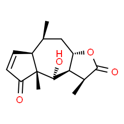 ChemSpider 2D Image | (3S,3aS,4S,4aR,7aR,8S,9aS)-4-Hydroxy-3,4a,8-trimethyl-3,3a,4,4a,7a,8,9,9a-octahydroazuleno[6,5-b]furan-2,5-dione | C15H20O4