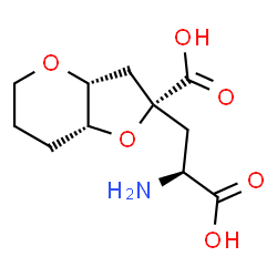 ChemSpider 2D Image | (2R,3aR,7aR)-2-[(2S)-2-Amino-2-carboxyethyl]hexahydro-2H-furo[3,2-b]pyran-2-carboxylic acid | C11H17NO6