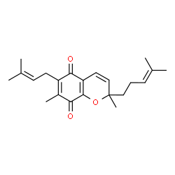 ChemSpider 2D Image | 2,7-Dimethyl-6-(3-methyl-2-buten-1-yl)-2-(4-methyl-3-penten-1-yl)-2H-chromene-5,8-dione | C22H28O3