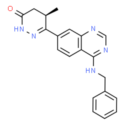 ChemSpider 2D Image | (5R)-6-[4-(Benzylamino)-7-quinazolinyl]-5-methyl-4,5-dihydro-3(2H)-pyridazinone | C20H19N5O