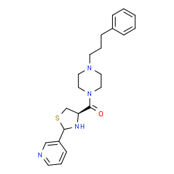 ChemSpider 2D Image | [4-(3-Phenylpropyl)-1-piperazinyl][(4R)-2-(3-pyridinyl)-1,3-thiazolidin-4-yl]methanone | C22H28N4OS