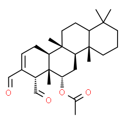 ChemSpider 2D Image | (4aS,4bR,6S,6aS,7S,10aS,10bR)-7,8-Diformyl-1,1,4a,6a,10b-pentamethyl-1,2,3,4,4a,4b,5,6,6a,7,10,10a,10b,11,12,12a-hexadecahydro-6-chrysenyl acetate | C27H40O4