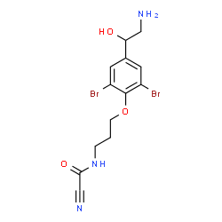 ChemSpider 2D Image | 5-(2-Amino-1-hydroxyethyl)-1,3-dibromo-2-{3-[(cyanocarbonyl)amino]propoxy}benzene | C13H15Br2N3O3