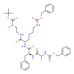 ChemSpider 2D Image | N-[(Benzyloxy)carbonyl]-D-alanyl-L-phenylalanyl-N~6~-[(benzyloxy)carbonyl]-N-[2-(methyl{[(2-methyl-2-propanyl)oxy]carbonyl}amino)ethyl]-L-lysinamide | C42H56N6O9