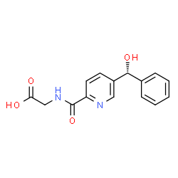 ChemSpider 2D Image | N-({5-[(R)-Hydroxy(phenyl)methyl]-2-pyridinyl}carbonyl)glycine | C15H14N2O4