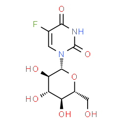ChemSpider 2D Image | 5-Fluoro-1-(beta-D-glucopyranosyl)-2,4(1H,3H)-pyrimidinedione | C10H13FN2O7