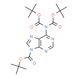 ChemSpider 2D Image | 2-Methyl-2-propanyl 6-(bis{[(2-methyl-2-propanyl)oxy]carbonyl}amino)-9H-purine-9-carboxylate | C20H29N5O6