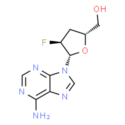 ChemSpider 2D Image | 9-(2,3-Dideoxy-2-fluoro-beta-L-erythro-pentofuranosyl)-9H-purin-6-amine | C10H12FN5O2