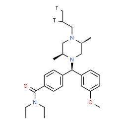 ChemSpider 2D Image | 4-[(R)-{(2S,5R)-2,5-Dimethyl-4-[(2,3-~3~H_2_)propyl]-1-piperazinyl}(3-methoxyphenyl)methyl]-N,N-diethylbenzamide | C28H39T2N3O2