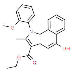 ChemSpider 2D Image | Ethyl 5-hydroxy-1-(2-methoxyphenyl)-2-methyl-1H-benzo[g]indole-3-carboxylate | C23H21NO4