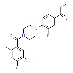 ChemSpider 2D Image | 1-{4-[4-(4,5-Difluoro-2-methylbenzoyl)piperazin-1-yl]-3-fluorophenyl}propan-1-one | C21H21F3N2O2