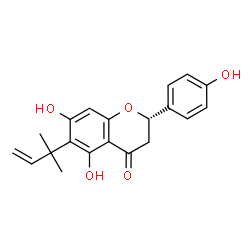 ChemSpider 2D Image | (2S)-5,7-Dihydroxy-2-(4-hydroxyphenyl)-6-(2-methyl-3-buten-2-yl)-2,3-dihydro-4H-chromen-4-one | C20H20O5