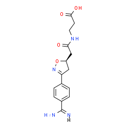ChemSpider 2D Image | N-{[(5R)-3-(4-Carbamimidoylphenyl)-4,5-dihydro-1,2-oxazol-5-yl]acetyl}-beta-alanine | C15H18N4O4
