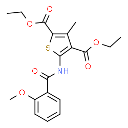 ChemSpider 2D Image | Diethyl 5-[(2-methoxybenzoyl)amino]-3-methyl-2,4-thiophenedicarboxylate | C19H21NO6S