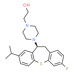 ChemSpider 2D Image | 2-{4-[(10S)-3-Fluoro-8-isopropyl-10,11-dihydrodibenzo[b,f]thiepin-10-yl]-1-piperazinyl}ethanol | C23H29FN2OS