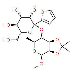 ChemSpider 2D Image | Methyl 6-deoxy-4-O-[1-C-(2-furyl)-beta-D-mannopyranosyl]-2,3-O-isopropylidene-alpha-L-mannopyranoside | C20H30O11