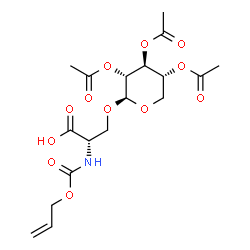 ChemSpider 2D Image | (2S)-2-{[(Allyloxy)carbonyl]amino}-3-{[(2R,3R,4S,5R)-3,4,5-triacetoxytetrahydro-2H-pyran-2-yl]oxy}propanoic acid | C18H25NO12
