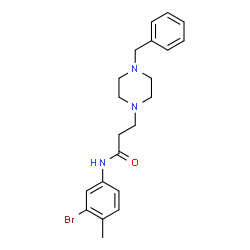 ChemSpider 2D Image | 3-(4-Benzyl-1-piperazinyl)-N-(3-bromo-4-methylphenyl)propanamide | C21H26BrN3O