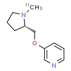 ChemSpider 2D Image | 3-{[(2S)-1-(~11~C)Methyl-2-pyrrolidinyl]methoxy}pyridine | C1011CH16N2O