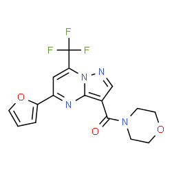 ChemSpider 2D Image | [5-(2-Furyl)-7-(trifluoromethyl)pyrazolo[1,5-a]pyrimidin-3-yl](4-morpholinyl)methanone | C16H13F3N4O3