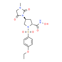 ChemSpider 2D Image | (4S)-1-[(4-Ethoxyphenyl)sulfonyl]-N-hydroxy-4-(3-methyl-2,5-dioxo-1-imidazolidinyl)-D-prolinamide | C17H22N4O7S