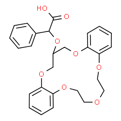 ChemSpider 2D Image | (6,7,9,10,18,19-Hexahydro-17H-dibenzo[b,k][1,4,7,10,13]pentaoxacyclohexadecin-18-yloxy)(phenyl)acetic acid | C27H28O8