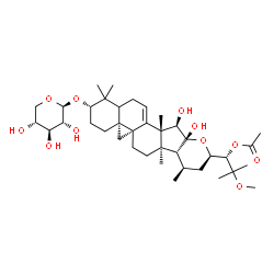 ChemSpider 2D Image | (3beta,5xi,9beta,15alpha,16beta,23R,24S)-15,16-Dihydroxy-25-methoxy-3-(beta-D-xylopyranosyloxy)-16,23-epoxy-9,19-cyclolanost-7-en-24-yl acetate | C38H60O11