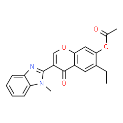 ChemSpider 2D Image | 6-Ethyl-3-(1-methyl-1H-benzimidazol-2-yl)-4-oxo-4H-chromen-7-yl acetate | C21H18N2O4