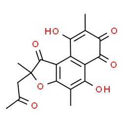 ChemSpider 2D Image | 5,9-Dihydroxy-2,4,8-trimethyl-2-(2-oxopropyl)naphtho[2,1-b]furan-1,6,7(2H)-trione | C18H16O7