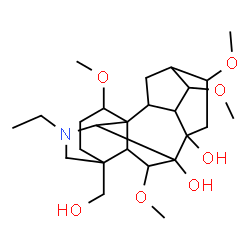 ChemSpider 2D Image | 20-Ethyl-4-(hydroxymethyl)-1,6,14,16-tetramethoxyaconitane-7,8-diol | C25H41NO7