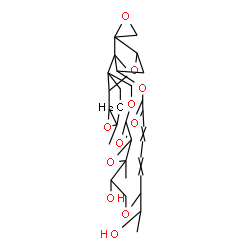 ChemSpider 2D Image | 16-Hydroxy-19-(1-hydroxyethyl)-6,15,27-trimethyl-12H,24H-spiro[2,5,11,14,18,25-hexaoxahexacyclo[24.2.1.0~3,9~.0~4,6~.0~9,27~.0~13,15~]nonacosa-20,22-diene-28,2'-oxirane]-12,24-dione | C29H38O11