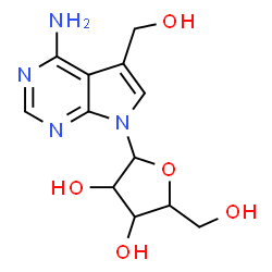ChemSpider 2D Image | 5-(Hydroxymethyl)-7-pentofuranosyl-7H-pyrrolo[2,3-d]pyrimidin-4-amine | C12H16N4O5