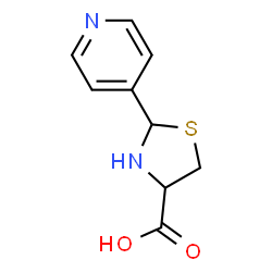 ChemSpider 2D Image | 2-(4-pyridyl)thiazolidine-4-carboxylic acid | C9H10N2O2S