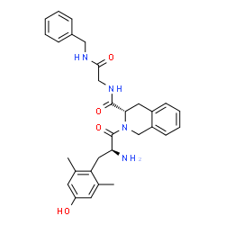 ChemSpider 2D Image | (3S)-N-[2-(Benzylamino)-2-oxoethyl]-2-(2,6-dimethyl-L-tyrosyl)-1,2,3,4-tetrahydro-3-isoquinolinecarboxamide | C30H34N4O4