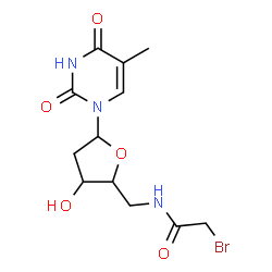 ChemSpider 2D Image | 1-{5-[(Bromoacetyl)amino]-2,5-dideoxypentofuranosyl}-5-methyl-2,4(1H,3H)-pyrimidinedione | C12H16BrN3O5