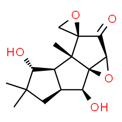 ChemSpider 2D Image | (1aS,3S,3aS,3bR,4R,6aS,7S,7aR)-4,7-Dihydroxy-3a,5,5-trimethylhexahydro-3aH-spiro[cyclopenta[4,5]pentaleno[1,6a-b]oxirene-3,2'-oxiran]-2(1aH)-one | C15H20O5