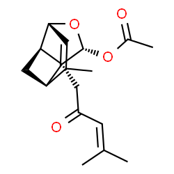 ChemSpider 2D Image | (1R,3R,6R,8R,9S)-4-Methyl-9-(4-methyl-2-oxo-3-penten-1-yl)-7-oxatricyclo[4.3.0.0~3,9~]non-4-en-8-yl acetate | C17H22O4