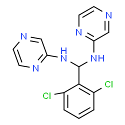 ChemSpider 2D Image | 1-(2,6-Dichlorophenyl)-N,N'-di(2-pyrazinyl)methanediamine | C15H12Cl2N6