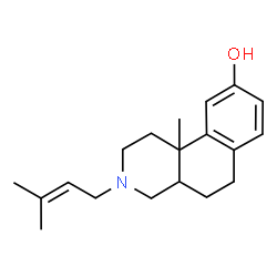 ChemSpider 2D Image | Benz(f)isoquinolin-9-ol, 1,2,3,4,4a,5,6,10b-octahydro-10b-methyl-3-(3-methyl-2-butenyl)- | C19H27NO