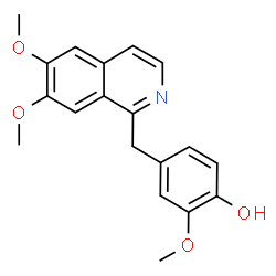 ChemSpider 2D Image | 4-[(6,7-Dimethoxy-1-isoquinolinyl)methyl]-2-methoxyphenol | C19H19NO4
