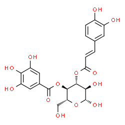 ChemSpider 2D Image | 3-O-[(2E)-3-(3,4-Dihydroxyphenyl)-2-propenoyl]-4-O-(3,4,5-trihydroxybenzoyl)-beta-D-glucopyranose | C22H22O13