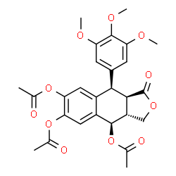 ChemSpider 2D Image | (3aR,4R,9R,9aR)-1-Oxo-9-(3,4,5-trimethoxyphenyl)-1,3,3a,4,9,9a-hexahydronaphtho[2,3-c]furan-4,6,7-triyl triacetate | C27H28O11