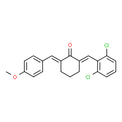 ChemSpider 2D Image | (2E,6E)-2-(2,6-Dichlorobenzylidene)-6-(4-methoxybenzylidene)cyclohexanone | C21H18Cl2O2
