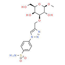 ChemSpider 2D Image | Methyl 3-O-{[1-(4-sulfamoylphenyl)-1H-1,2,3-triazol-4-yl]methyl}-beta-D-galactopyranoside | C16H22N4O8S